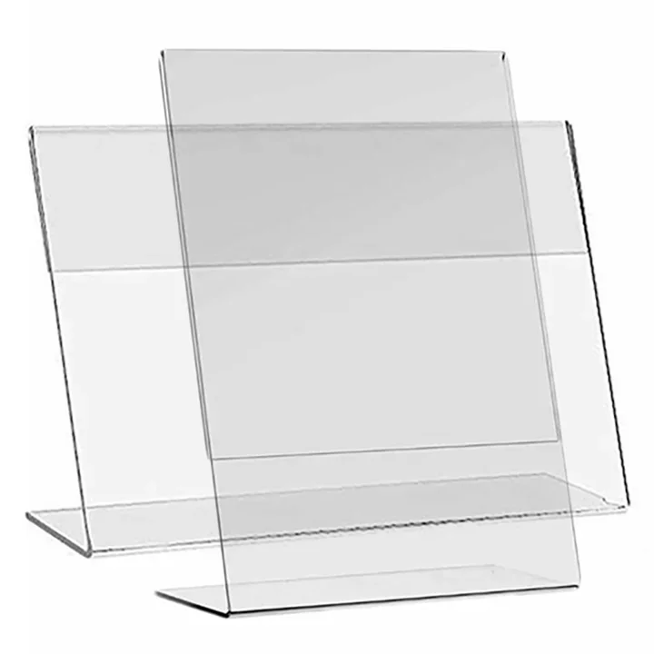 מעמד לתצוגת תפריט L אקרילי שקוף A4 עומד (24 באריזה)