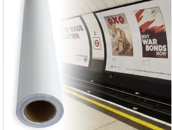 גליל ויניל מדבקה לבן מט פלקסטק גב אפור רוחב 127 ס"מ 50 מטר סולבנט 100 מיקרון PP-10-P-3