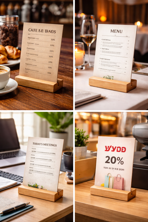 מעמד תפריט חריץ עץ