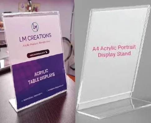 מעמד לתצוגת תפריט L אקרילי שקוף A4 עומד (24 באריזה)