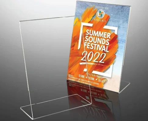 מעמד לתצוגת תפריט L אקרילי שקוף A4 עומד (24 באריזה)