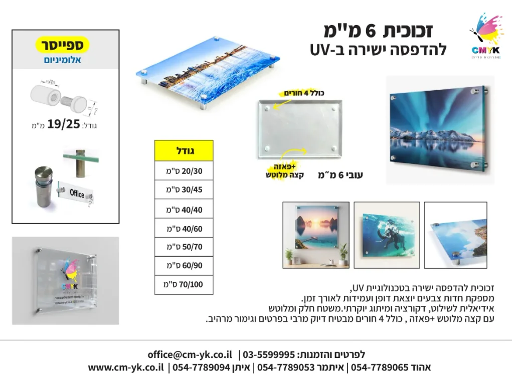 זכוכית אקסטרא קליר חסינה 6 מ"מ + פאזה גודל 20/30 ס"מ
